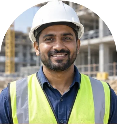 Construction worker in a hard hat on site